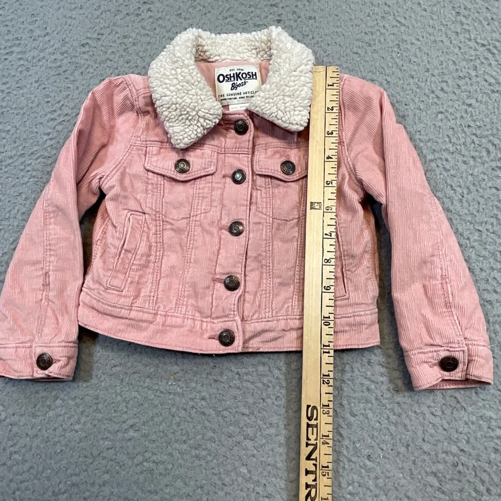 OshKosh Corduroy‎ Jacket Kids 2T Pink Good Sherpa Collar Trucker Coat Western